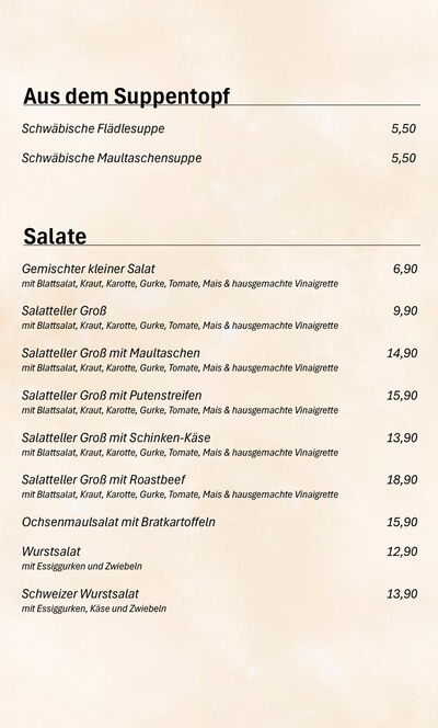 Speisekarte - Suppen & Salate