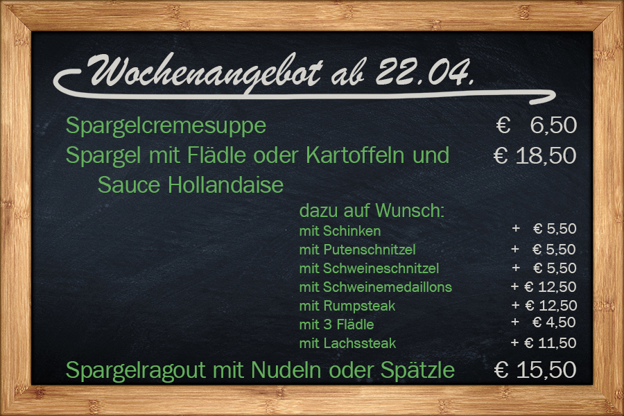 Unsere Spargelgerichte ab dem 22.04.